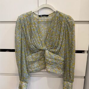 Zara Women's Floral Blouse in Yellow and Gray